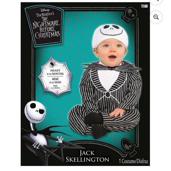 Disney Jack Skellington Infant Costume 6–9M Halloween 2pc Set NWT Nightmare Xmas - Picture 3 of 6